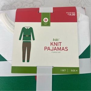 NEW Kids Knit Christmas Elf Costume Pajama 2 Piece Set Size 4 Unisex